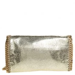 Stella McCartney Metallic Gold Faux Leather Falabella Flap Crossbody Bag For Women -Stella McCartney Sales luxury women stella mccartney used handbags p322899 001