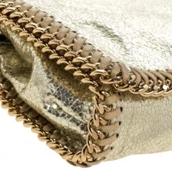 Stella McCartney Metallic Gold Faux Leather Falabella Flap Crossbody Bag For Women -Stella McCartney Sales luxury women stella mccartney used handbags p322899 003