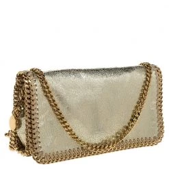 Stella McCartney Metallic Gold Faux Leather Falabella Flap Crossbody Bag For Women -Stella McCartney Sales luxury women stella mccartney used handbags p322899 012