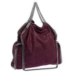 Stella McCartney Burgundy Faux Leather Small Falabella Tote For Women -Stella McCartney Sales luxury women stella mccartney used handbags p324851 002
