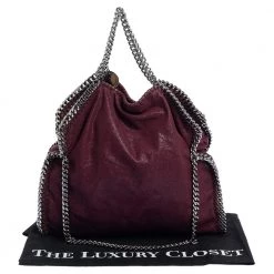 Stella McCartney Burgundy Faux Leather Small Falabella Tote For Women -Stella McCartney Sales luxury women stella mccartney used handbags p324851 003