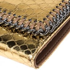 Stella McCartney Gold Python Effect Faux Patent Leather Falabella Wallet For Women -Stella McCartney Sales luxury women stella mccartney used handbags p329208 006