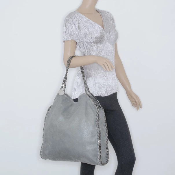 Stella McCartney Grey Faux Suede Falabella Shoulder Bag For Women 4 Stella McCartney Grey Faux Suede Falabella Shoulder Bag For Women - Image 2