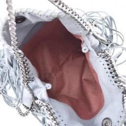 Stella McCartney Blue Fringe Leather Shoulder Bag For Women -Stella McCartney Sales luxury women stella mccartney used handbags p331516 008