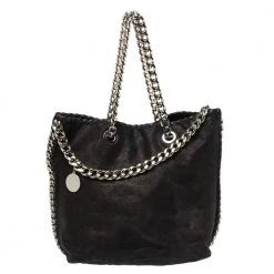 Stella McCartney Black Faux Leather Falabella Shoulder Bag For Women