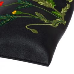 Stella McCartney Black Floral Embroidered Faux Leather Botanical Zip Clutch For Women -Stella McCartney Sales luxury women stella mccartney used handbags p347413 005