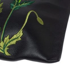 Stella McCartney Black Floral Embroidered Faux Leather Botanical Zip Clutch For Women -Stella McCartney Sales luxury women stella mccartney used handbags p347413 008