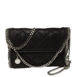 Stella McCartney Black Faux Leather Mini Falabella Shoulder Bag For Women