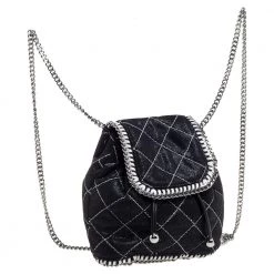 Stella McCartney Black Faux Leather Mini Falabella Backpack For Women -Stella McCartney Sales luxury women stella mccartney used handbags p350370 006