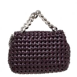 Stella McCartney Dark Burgundy Woven Faux Leather Mini Brandy Becks Top Handle Bag For Women -Stella McCartney Sales luxury women stella mccartney used handbags p364935 002