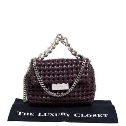 Stella McCartney Dark Burgundy Woven Faux Leather Mini Brandy Becks Top Handle Bag For Women -Stella McCartney Sales luxury women stella mccartney used handbags p364935 006