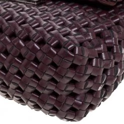Stella McCartney Dark Burgundy Woven Faux Leather Mini Brandy Becks Top Handle Bag For Women -Stella McCartney Sales luxury women stella mccartney used handbags p364935 007