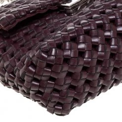 Stella McCartney Dark Burgundy Woven Faux Leather Mini Brandy Becks Top Handle Bag For Women -Stella McCartney Sales luxury women stella mccartney used handbags p364935 009