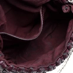 Stella McCartney Dark Burgundy Woven Faux Leather Mini Brandy Becks Top Handle Bag For Women -Stella McCartney Sales luxury women stella mccartney used handbags p364935 011