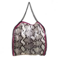 Stella McCartney Monochrome Python Effect Faux Leather Large Falabella Tote For Women