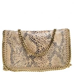 Stella McCartney Beige Snakeskin Effect Falabella Crossbody Bag For Women