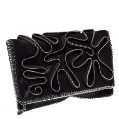 Stella McCartney Black Faux Leather Falabella Zip Detail Clutch For Women -Stella McCartney Sales luxury women stella mccartney used handbags p369139 006