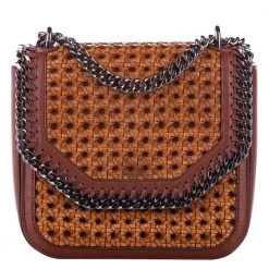 Stella McCartney Caramel/brown Falabella Box Wicker Basket Crossbody Bag For Women