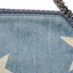 Stella McCartney Light Blue Denim Star Print Baby Falabella Bag For Women -Stella McCartney Sales luxury women stella mccartney used handbags p373687 003