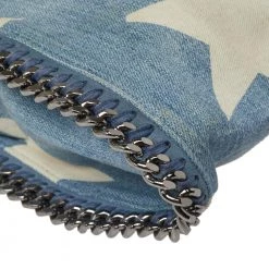 Stella McCartney Light Blue Denim Star Print Baby Falabella Bag For Women -Stella McCartney Sales luxury women stella mccartney used handbags p373687 007