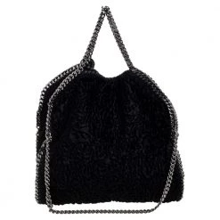 Stella McCartney Black Faux Fur Small Falabella Tote For Women