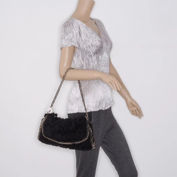 Stella McCartney Black Crochet Small Fallabella Bag For Women 4 Stella McCartney Black Crochet Small Fallabella Bag For Women - Image 2
