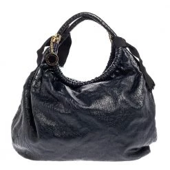 Stella McCartney Sales 24 Stella McCartney Navy Blue Faux Leather Polly Hobo For Women