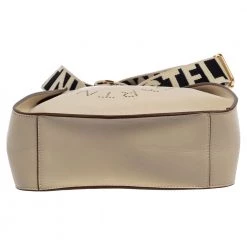Stella McCartney Cream Faux Leather Perforated Logo Messenger Bag For Women -Stella McCartney Sales luxury women stella mccartney used handbags p386626 011