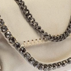 Stella McCartney White Faux Leather Mini Crystal Trim Falabella Shaggy Deer Shoulder Bag For Women -Stella McCartney Sales luxury women stella mccartney used handbags p388397 001