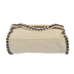 Stella McCartney White Faux Leather Mini Crystal Trim Falabella Shaggy Deer Shoulder Bag For Women -Stella McCartney Sales luxury women stella mccartney used handbags p388397 004