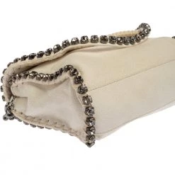Stella McCartney White Faux Leather Mini Crystal Trim Falabella Shaggy Deer Shoulder Bag For Women -Stella McCartney Sales luxury women stella mccartney used handbags p388397 005