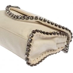 Stella McCartney White Faux Leather Mini Crystal Trim Falabella Shaggy Deer Shoulder Bag For Women -Stella McCartney Sales luxury women stella mccartney used handbags p388397 006