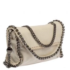 Stella McCartney White Faux Leather Mini Crystal Trim Falabella Shaggy Deer Shoulder Bag For Women -Stella McCartney Sales luxury women stella mccartney used handbags p388397 009