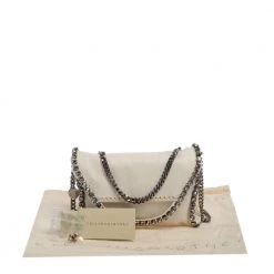 Stella McCartney White Faux Leather Mini Crystal Trim Falabella Shaggy Deer Shoulder Bag For Women -Stella McCartney Sales luxury women stella mccartney used handbags p388397 010