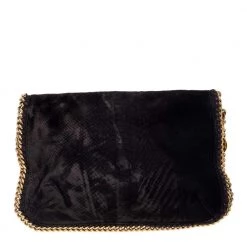 Stella McCartney Brown Snake Embossed Velvet Flap Shoulder Bag For Women -Stella McCartney Sales luxury women stella mccartney used handbags p390711 006