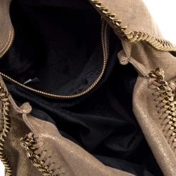 Stella McCartney Beige Shimmering Faux Leather Small Falabella Tote For Women -Stella McCartney Sales luxury women stella mccartney used handbags p392684 002