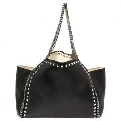 Stella McCartney Black Leather Falabella Tote Bag For Women