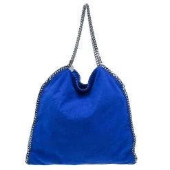 Stella McCartney Blue Suede Falabella Embossed Faux Shoulder Bag For Women