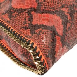 Stella McCartney Orange/Black Python Effect Faux Leather Falabella Tote For Women -Stella McCartney Sales luxury women stella mccartney used handbags p407721 011