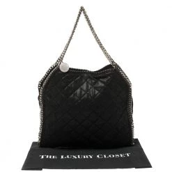 Stella McCartney Black Shimmery Faux Leather Small Falabella Tote For Women -Stella McCartney Sales luxury women stella mccartney used handbags p410975 004