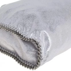 Stella McCartney Silver Shimmery Faux Leather Small Falabella Tote For Women -Stella McCartney Sales luxury women stella mccartney used handbags p413192 005