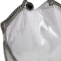 Stella McCartney Silver Shimmery Faux Leather Small Falabella Tote For Women -Stella McCartney Sales luxury women stella mccartney used handbags p413192 011