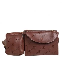 Stella McCartney Brown Monogram Faux Leather Utility Belt Bag For Women