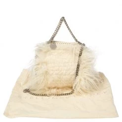 Stella McCartney Cream Faux Fur Tiny Falabella Crossbody Bag For Women -Stella McCartney Sales luxury women stella mccartney used handbags p423227 010