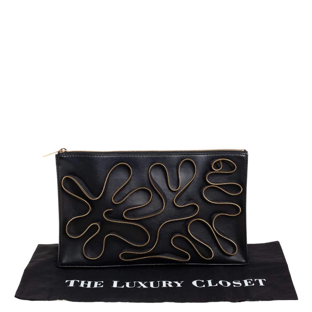 Stella McCartney Black Faux Leather Zipper Embellished Cavendish Clutch For Women 11 Stella McCartney Black Faux Leather Zipper Embellished Cavendish Clutch For Women - Image 9