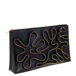 Stella McCartney Black Faux Leather Zipper Embellished Cavendish Clutch For Women 15 Stella McCartney Black Faux Leather Zipper Embellished Cavendish Clutch For Women -Stella McCartney Sales luxury women stella mccartney used handbags p423339 003