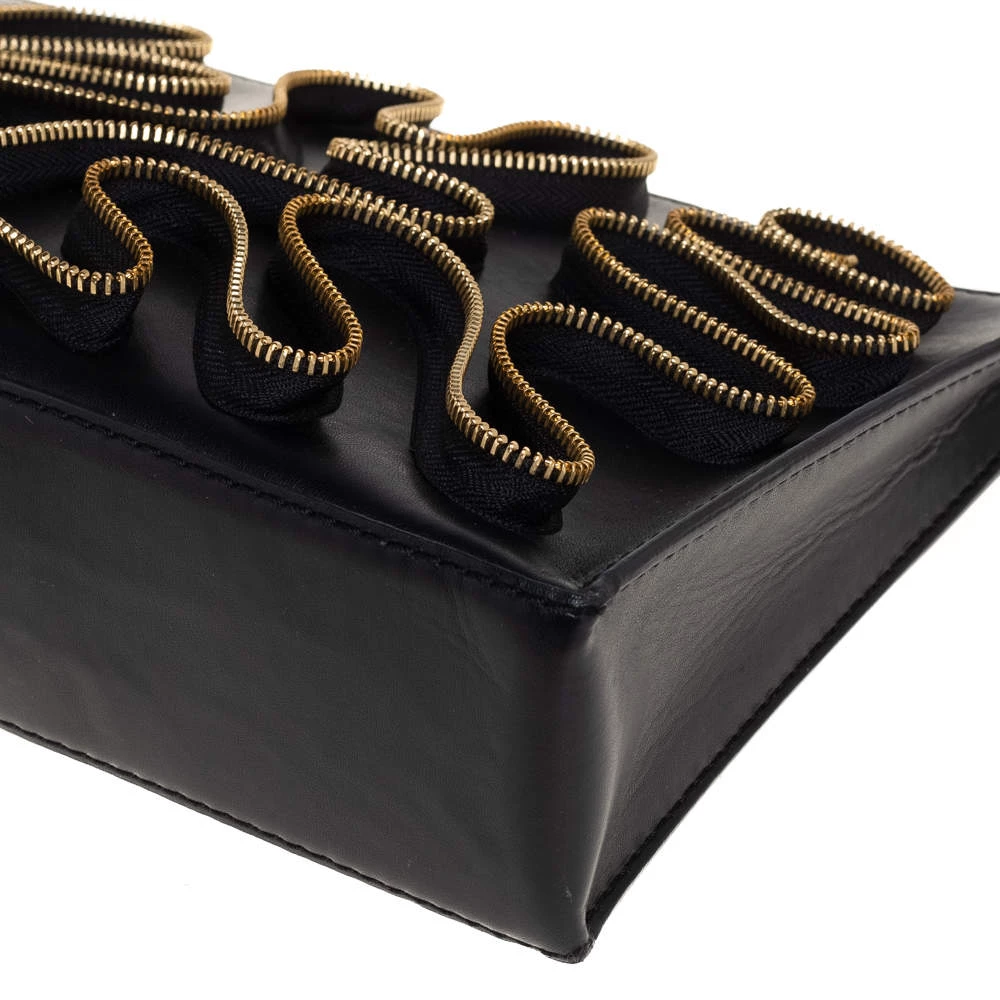 Stella McCartney Black Faux Leather Zipper Embellished Cavendish Clutch For Women 12 Stella McCartney Black Faux Leather Zipper Embellished Cavendish Clutch For Women - Image 10