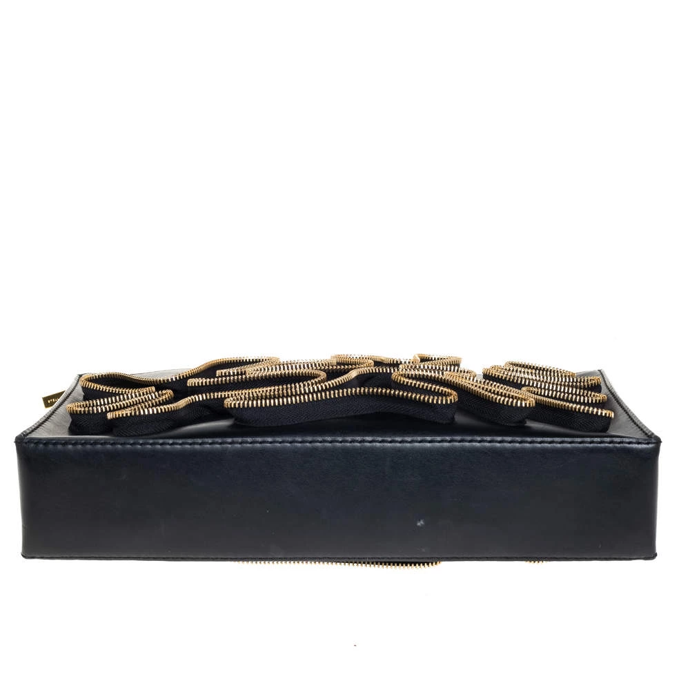 Stella McCartney Black Faux Leather Zipper Embellished Cavendish Clutch For Women 8 Stella McCartney Black Faux Leather Zipper Embellished Cavendish Clutch For Women - Image 6