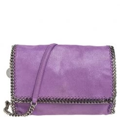 Stella McCartney Purple Faux Suede Falabella Shoulder Bag For Women