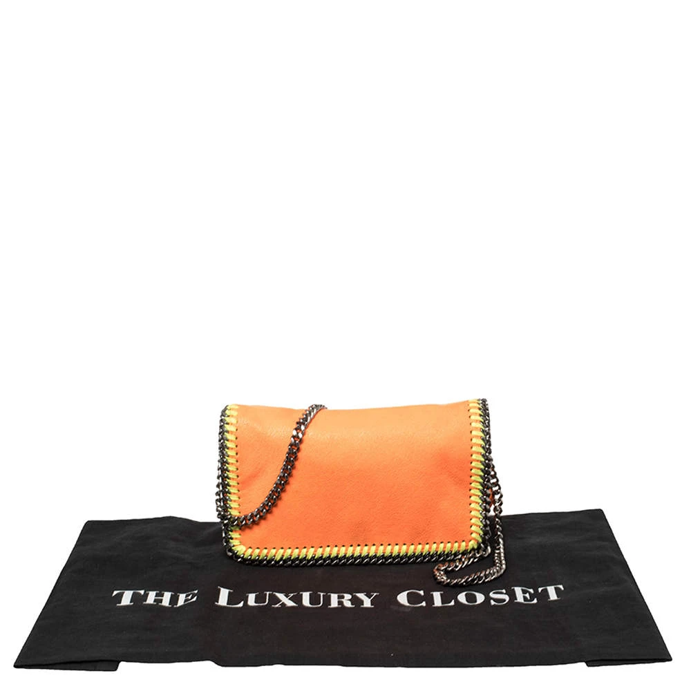 Stella McCartney Neon Orange Faux Leather Falabella Flap Crossbody Bag For Women 11 Stella McCartney Neon Orange Faux Leather Falabella Flap Crossbody Bag For Women - Image 9